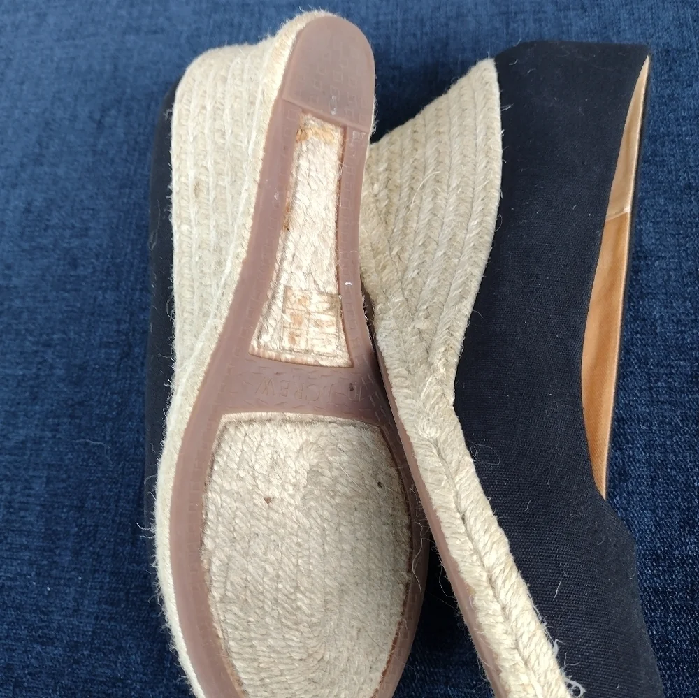 J.Crew Canvas Espadrille Wedge Heels Black Size 10 AL003 Women’s Classic Summer
